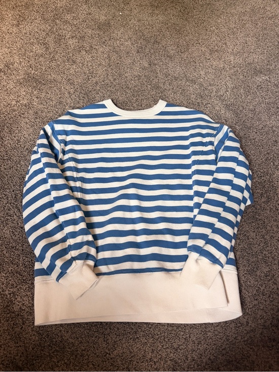 aerie Tops - Aerie oversized Blue and White Striped Crewneck Sweatshirt